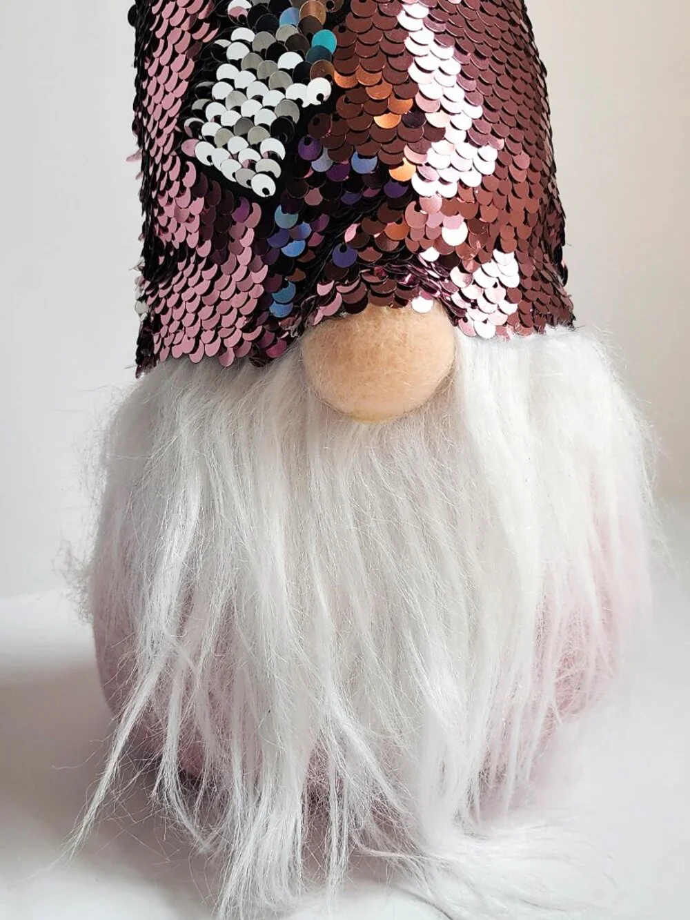 Plush Reversible Sequin Hat Gnome Pink Silver Flip Sequins Christmas Decor 15